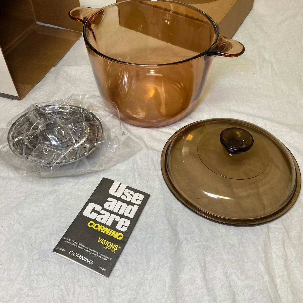 Corning Visions V-3½-ST 3.5 Qt Steamer Stewpot NOS Open Box Made France Mid 80s